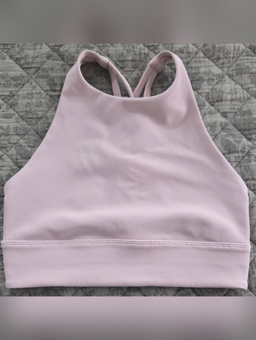 Lululemon Light Pink Ribbed High Neck Sports Bra Size 6